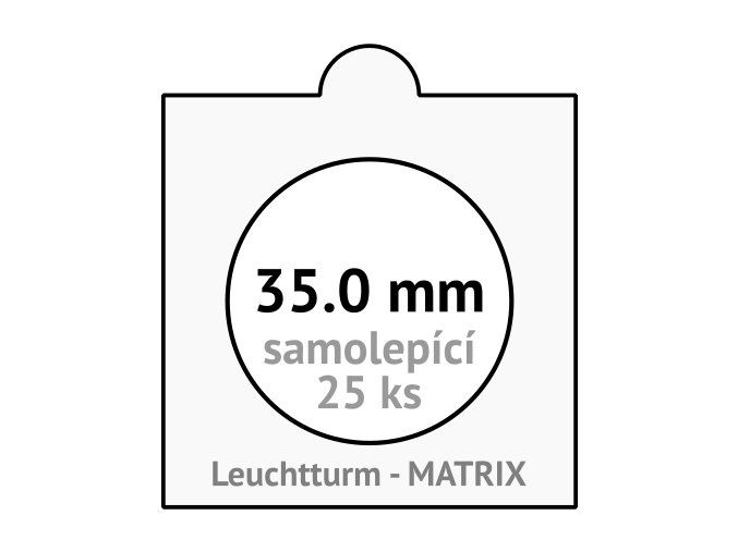 matrix bile samolepici mincovni ramecky na mince prumer 35 mm baleni 25 ks 5x5 cm leuchtturm 312239 lighthouse