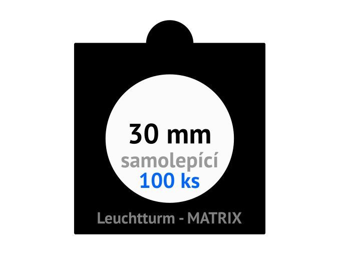 matrix cerne samolepici mincovni ramecky na mince prumer 30 mm baleni 100 ks 5x5 cm leuchtturm 361065
