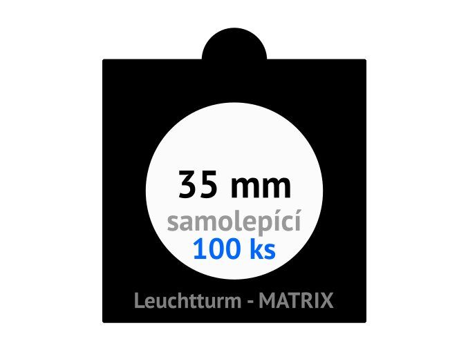 matrix cerne samolepici mincovni ramecky na mince prumer 35 mm baleni 100 ks 5x5 cm leuchtturm 361067