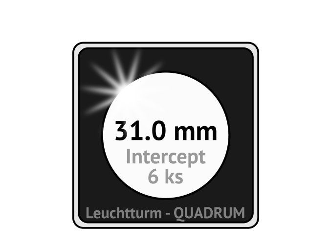 quadrum intercept prumer 31 mm ochranne bublinky 31mm protikorozni ctvercove mincovni kapsle na mince proti oxidaci patine leuchtturm 344156 lighthouse