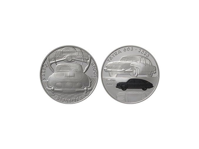 2023 500 kc stribrna pametni mince tatra slavne dopravni prostredky osobni automobil tatra ag