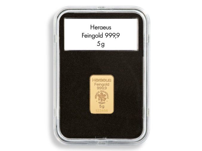 quickslab Goldbar slabs obdelnikove kapsle na zlate slitky Heraeus 1g 5g 10g 1oz 50g s cernou vlozkou s vyrezem a kartickou na popisky leuchtturm 367872 lighthouse